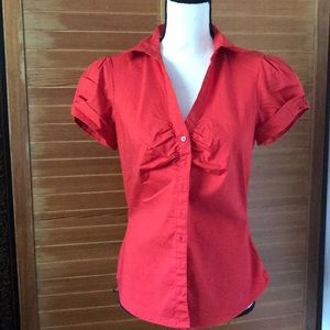 H&M short sleeve button-down coral 10 blouse